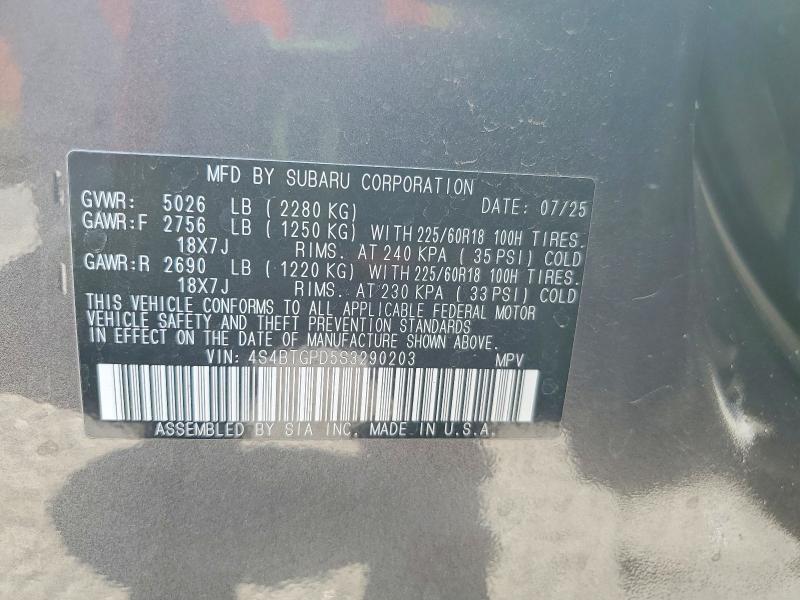 Aukcja sprzedaży 2025 Subaru Outback, vin: 4S4BTGPD5S3290203, numer aukcji: 66090526