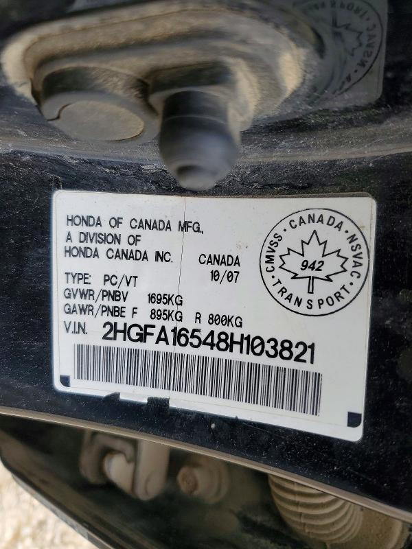 Auction sale of the 2008 Honda Civic, vin: 2HGFA16548H103821, lot number: 66066116
