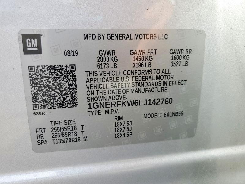 2020 Chevrolet Traverse მანქანა იყიდება აუქციონზე, vin: 1GNERFKW6LJ142780, აუქციონის ნომერი: 63933326