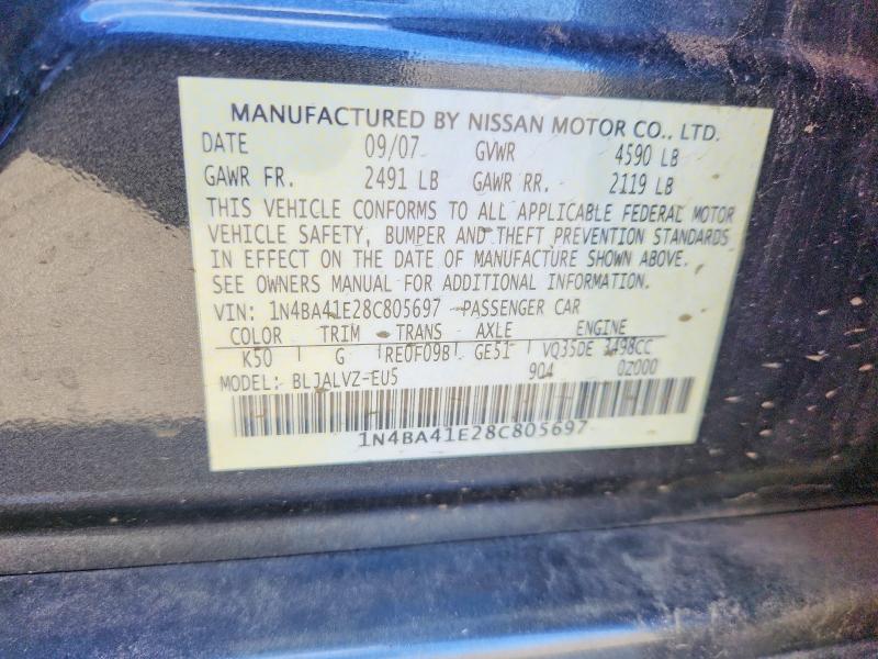 Продажа на аукционе авто 2008 Nissan Maxima, vin: 1N4BA41E28C805697, номер лота: 63439966