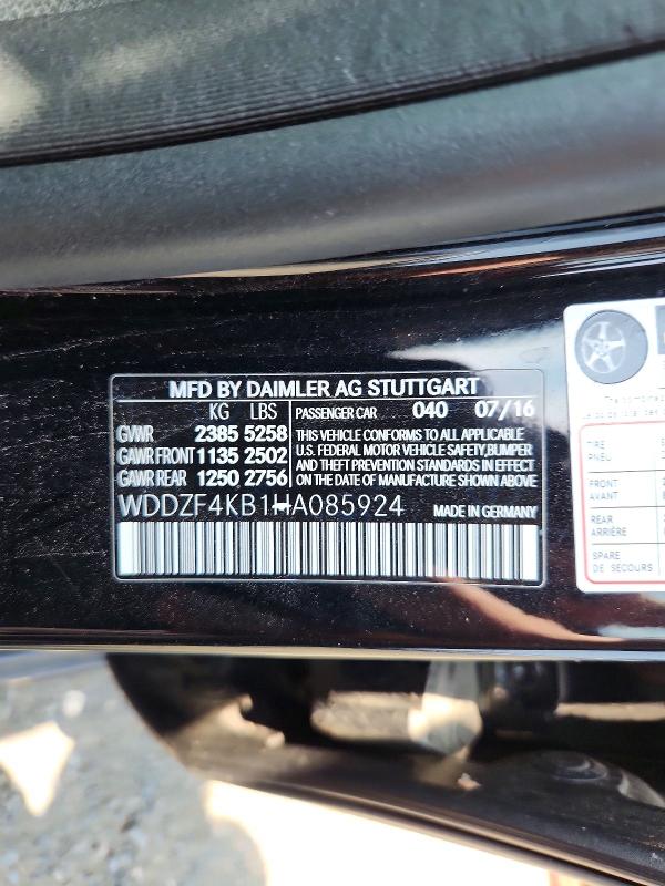 Aukcja sprzedaży 2017 Mercedes-benz E, vin: WDDZF4KB1HA085924, numer aukcji: 64306476