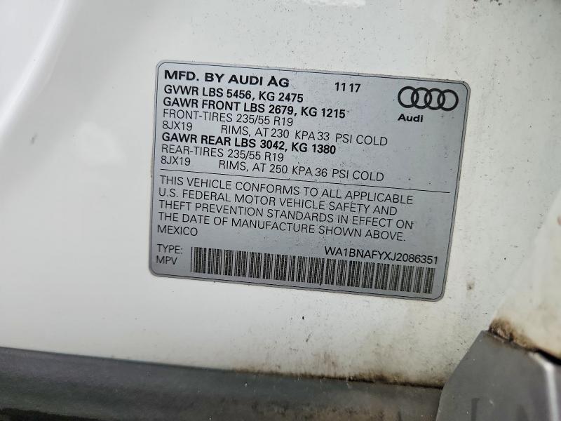 Aukcja sprzedaży 2018 Audi Q5, vin: WA1BNAFYXJ2086351, numer aukcji: 63856406