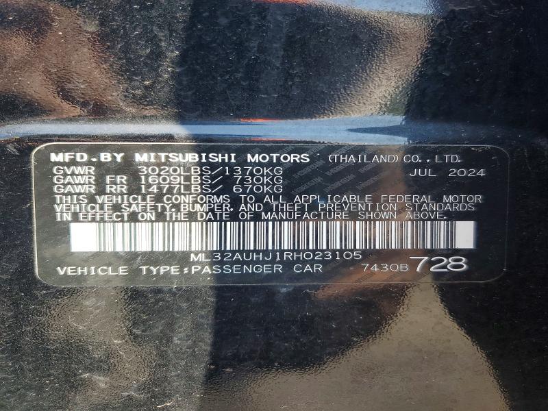 Aukcja sprzedaży 2024 Mitsubishi Mirage, vin: ML32AUHJ1RH023105, numer aukcji: 64031366