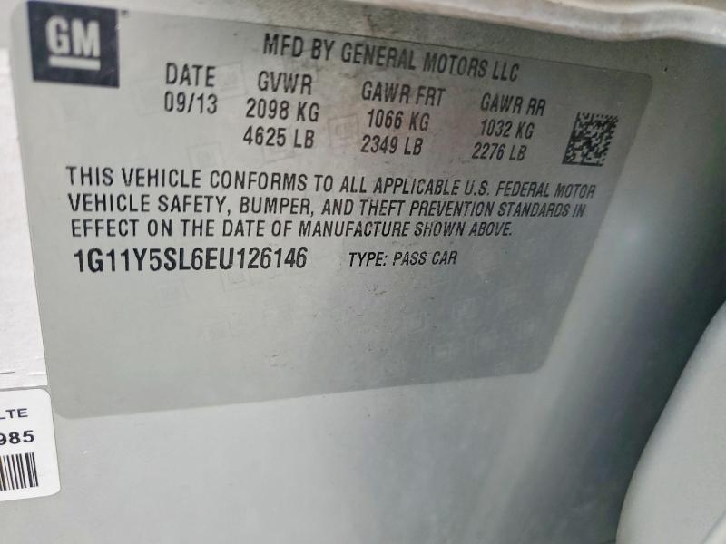 63898436 :رقم المزاد ، 1G11Y5SL6EU126146 vin ، 2014 Chevrolet Impala مزاد بيع