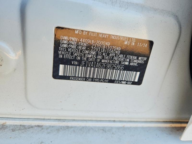 Aukcja sprzedaży 2015 Subaru Wrx, vin: JF1VA1A62F9825866, numer aukcji: 65554916