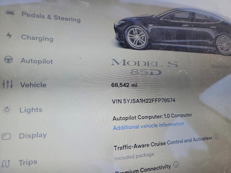 Aukcja sprzedaży 2015 Tesla Model S, vin: 5YJSA1H22FFP79574, numer aukcji: 65119686