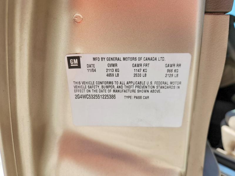 2005 Buick Lacrosse მანქანა იყიდება აუქციონზე, vin: 2G4WC532551225386, აუქციონის ნომერი: 66640326