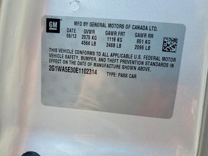 2014 Chevrolet Impala Limited მანქანა იყიდება აუქციონზე, vin: 2G1WA5E30E1102314, აუქციონის ნომერი: 66267866