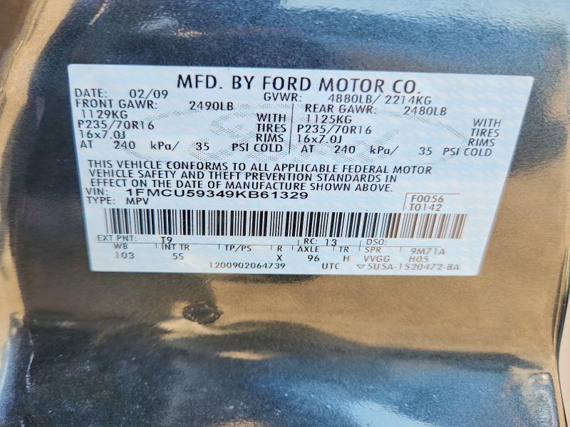 Продажа на аукционе авто 2009 Ford Escape, vin: 1FMCU59349KB61329, номер лота: 62916256