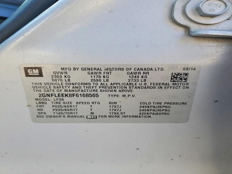 Продажа на аукционе авто 2015 Chevrolet Equinox, vin: 2GNFLEEK8F6168565, номер лота: 66094266