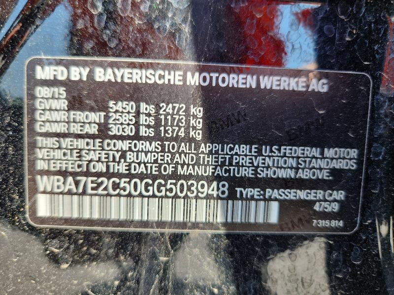 65828426 :رقم المزاد ، WBA7E2C50GG503948 vin ، 2016 Bmw 740 مزاد بيع