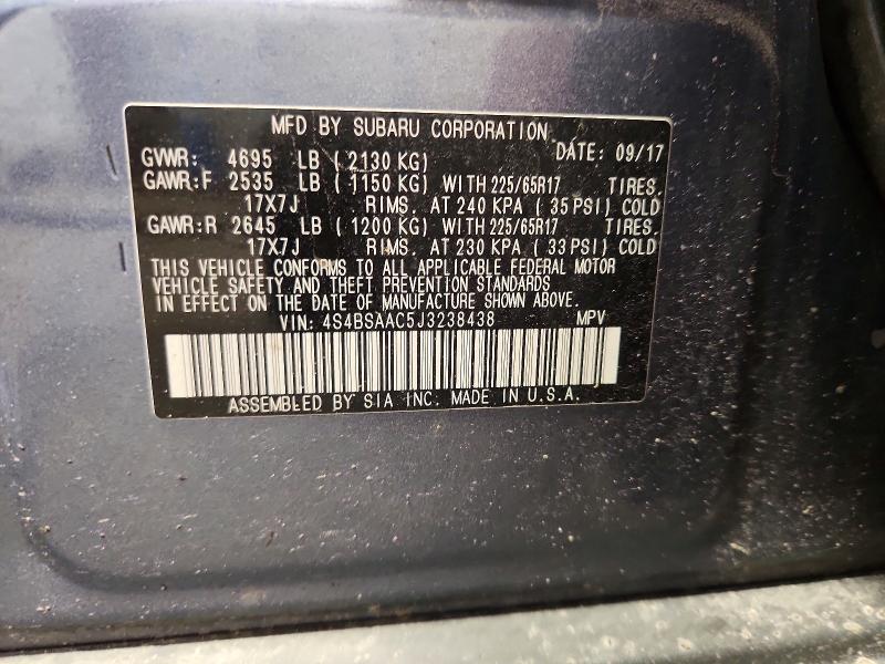 Продаж на аукціоні авто 2018 Subaru Outback, vin: 4S4BSAAC5J3238438, номер лоту: 64624696