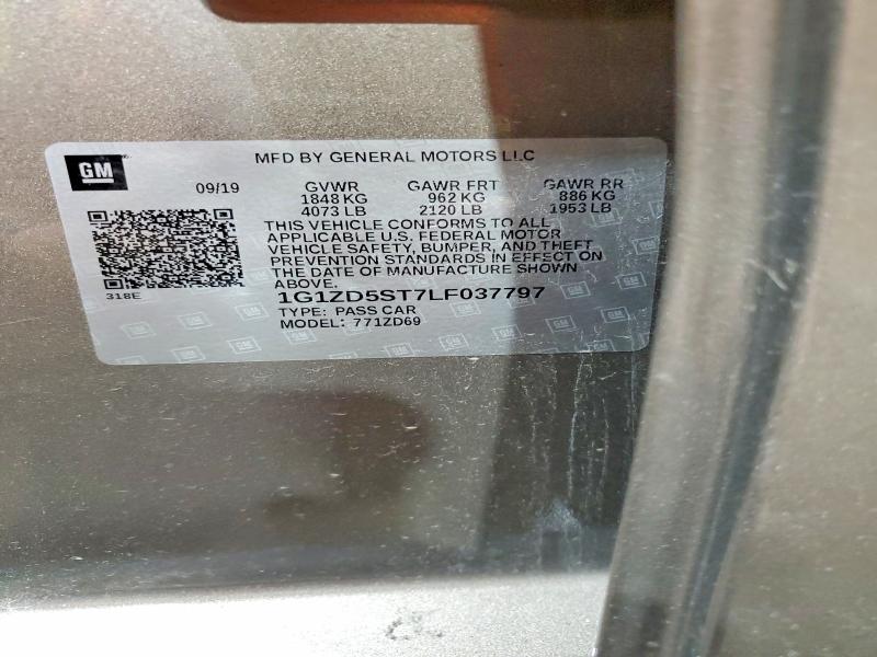 66755806 :رقم المزاد ، 1G1ZD5ST7LF037797 vin ، 2020 Chevrolet Malibu مزاد بيع