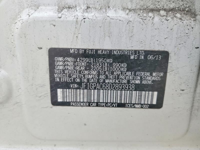 Продаж на аукціоні авто 2013 Subaru Impreza, vin: JF1GPAC68D2893938, номер лоту: 65107616