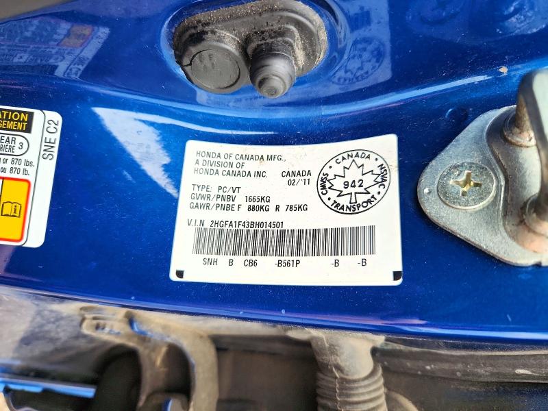 Продажа на аукционе авто 2011 Honda Civic, vin: 2HGFA1F43BH014501, номер лота: 62934366