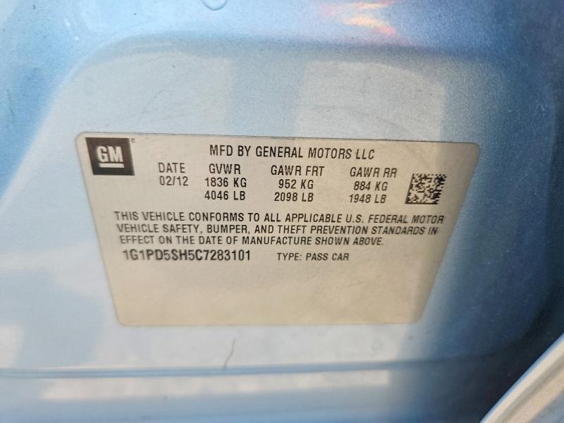 63162406 :رقم المزاد ، 1G1PD5SH5C7283101 vin ، 2012 Chevrolet Cruze مزاد بيع
