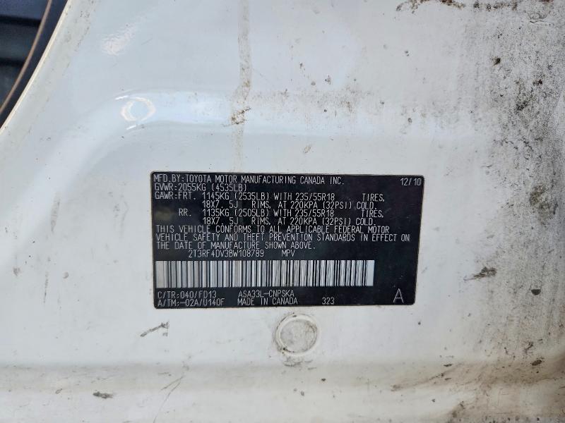 Продажа на аукционе авто 2011 Toyota Rav4, vin: 2T3RF4DV3BW108789, номер лота: 65703346