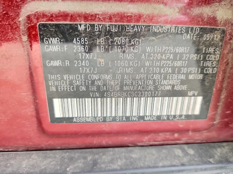 Aukcja sprzedaży 2012 Subaru Outback, vin: 4S4BRBKC3C3300177, numer aukcji: 66831936