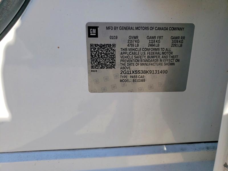 Aukcja sprzedaży 2019 Chevrolet Impala, vin: 2G11X5S38K9131490, numer aukcji: 66995946
