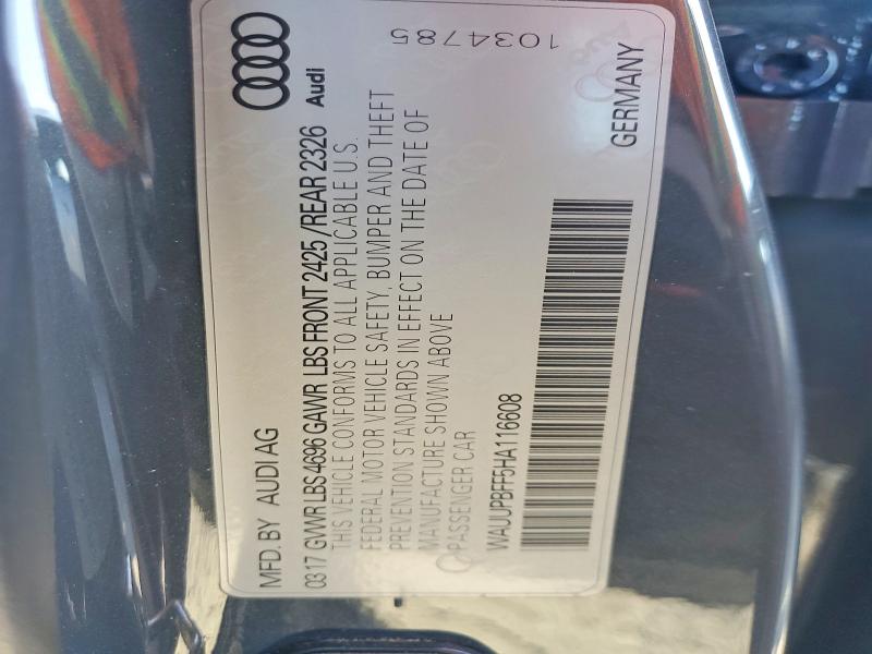 Aukcja sprzedaży 2017 Audi A3, vin: WAUUPBFF5HA116608, numer aukcji: 64105736