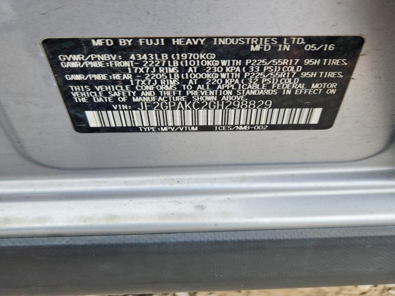 64228116 :رقم المزاد ، JF2GPAKC2GH298829 vin ، 2016 Subaru Crosstrek مزاد بيع