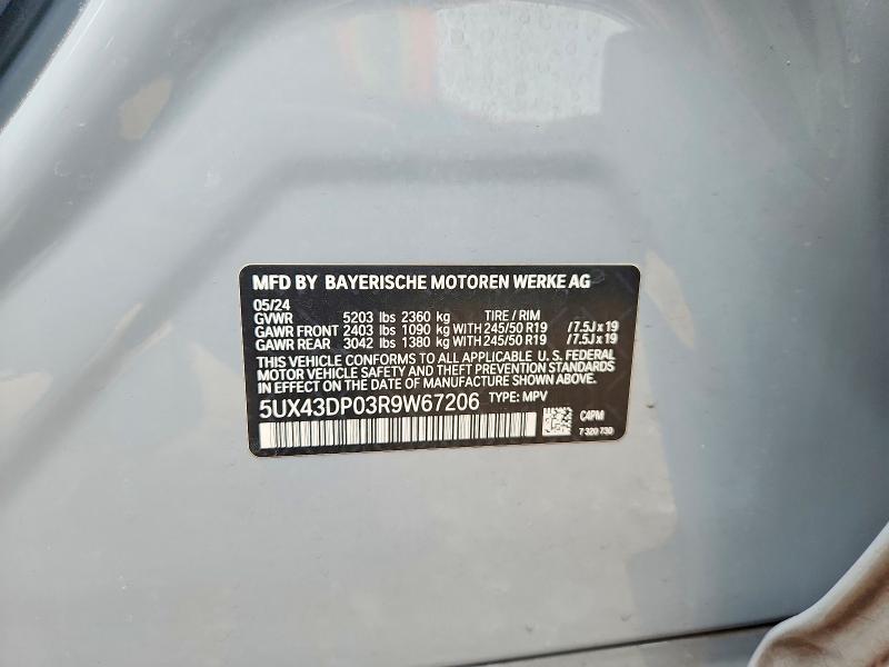Aukcja sprzedaży 2024 Bmw X3, vin: 5UX43DP03R9W67206, numer aukcji: 64625186