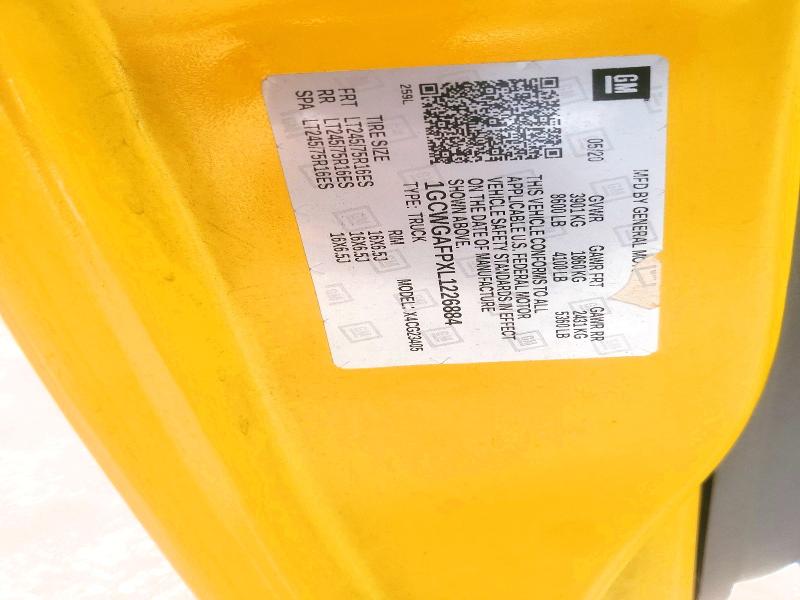 66096556 :رقم المزاد ، 1GCWGAFPXL1226884 vin ، 2020 Chevrolet Express G2500 مزاد بيع