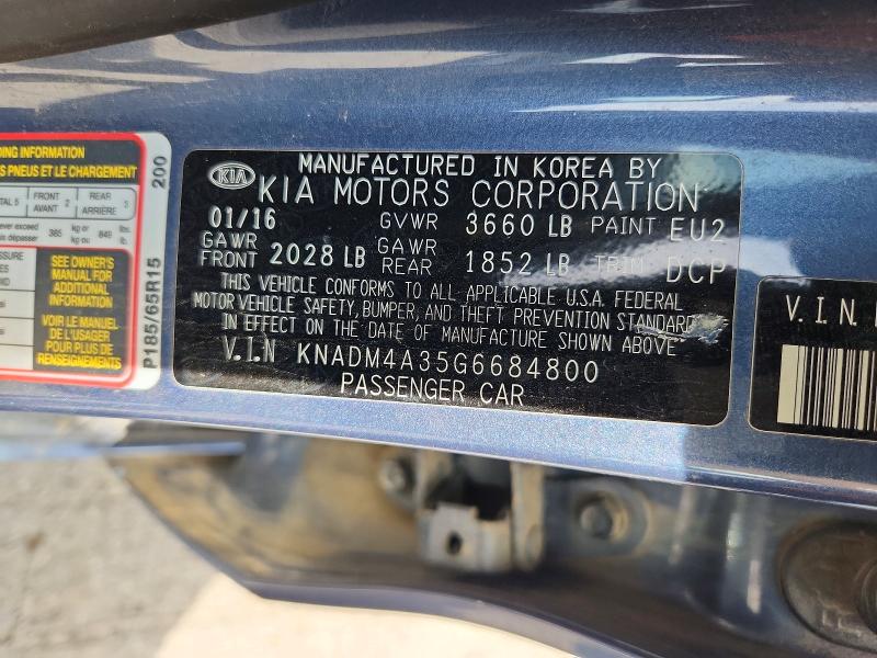 Продаж на аукціоні авто 2016 Kia Rio, vin: KNADM4A35G6684800, номер лоту: 65695056