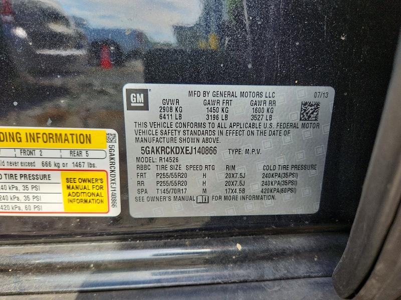2014 Buick Enclave მანქანა იყიდება აუქციონზე, vin: 5GAKRCKDXEJ140866, აუქციონის ნომერი: 64081686