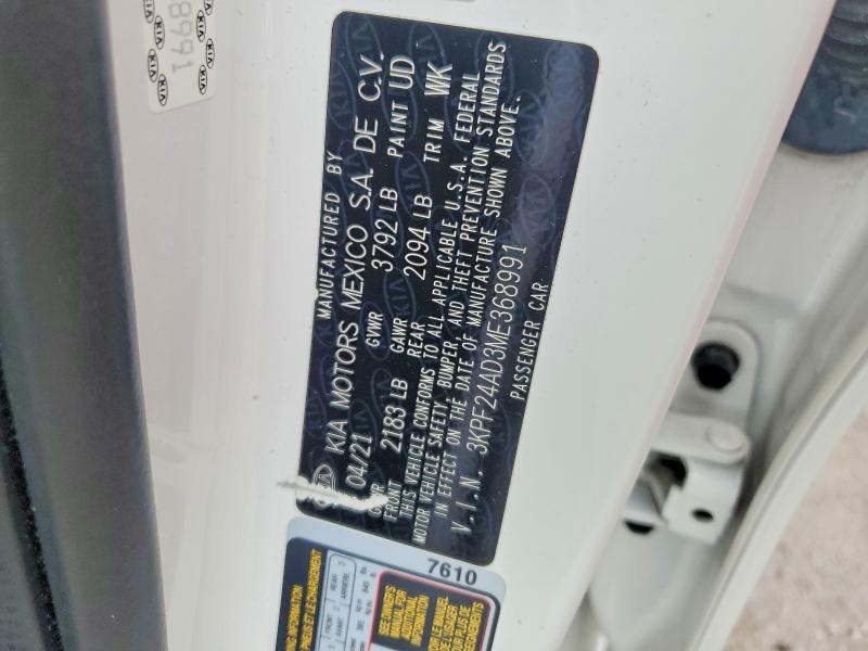 Aukcja sprzedaży 2021 Kia Forte, vin: 3KPF24AD3ME368991, numer aukcji: 63497736
