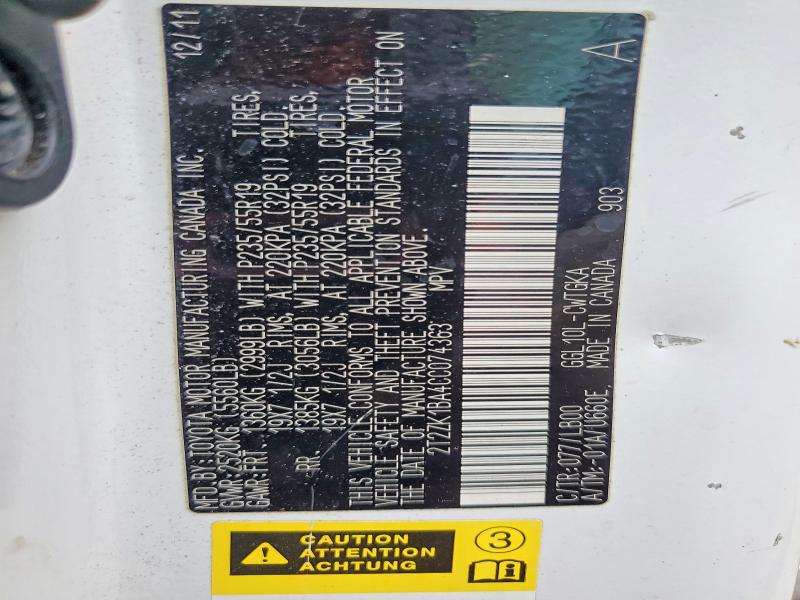Aukcja sprzedaży 2012 Lexus Rx, vin: 2T2ZK1BA4CC074363, numer aukcji: 63757446