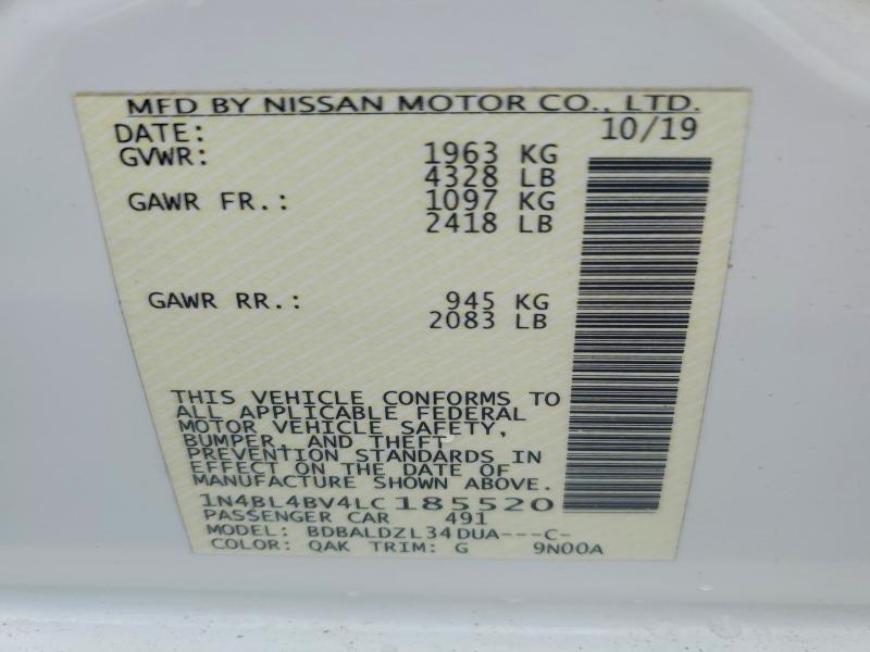 Aukcja sprzedaży 2020 Nissan Altima, vin: 1N4BL4BV4LC185520, numer aukcji: 63679526