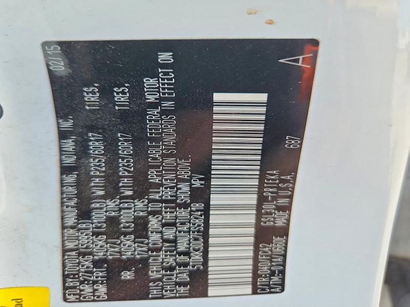 2015 Toyota Sienna მანქანა იყიდება აუქციონზე, vin: 5TDKK3DC7FS582418, აუქციონის ნომერი: 64481366