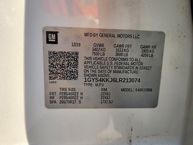 Aukcja sprzedaży 2020 Cadillac Escalade, vin: 1GYS4KKJ6LR213074, numer aukcji: 63609726