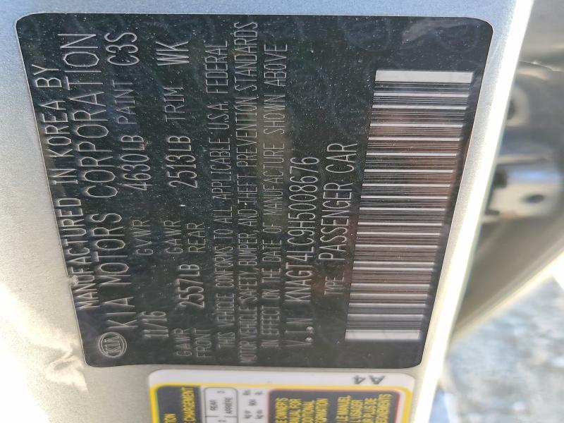 2017 Kia Optima მანქანა იყიდება აუქციონზე, vin: KNAGT4LC9H5008676, აუქციონის ნომერი: 63602016
