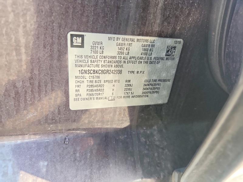 Продажа на аукционе авто 2016 Chevrolet Tahoe, vin: 1GNSCBKC8GR242938, номер лота: 62669646