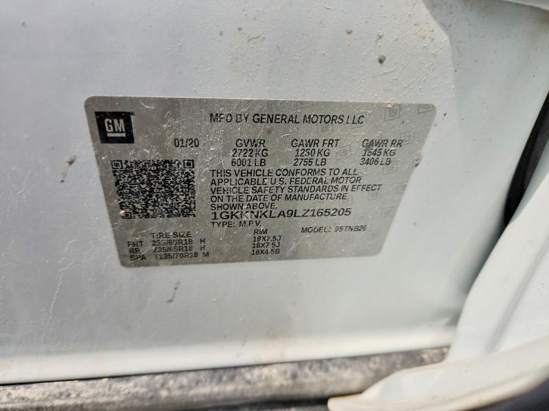 64462326 :رقم المزاد ، 1GKKNKLA9LZ165205 vin ، 2020 Gmc Acadia مزاد بيع