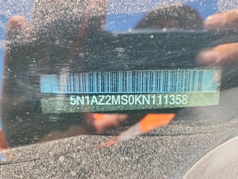 2019 Nissan Murano მანქანა იყიდება აუქციონზე, vin: 5N1AZ2MS0KN111358, აუქციონის ნომერი: 66764276