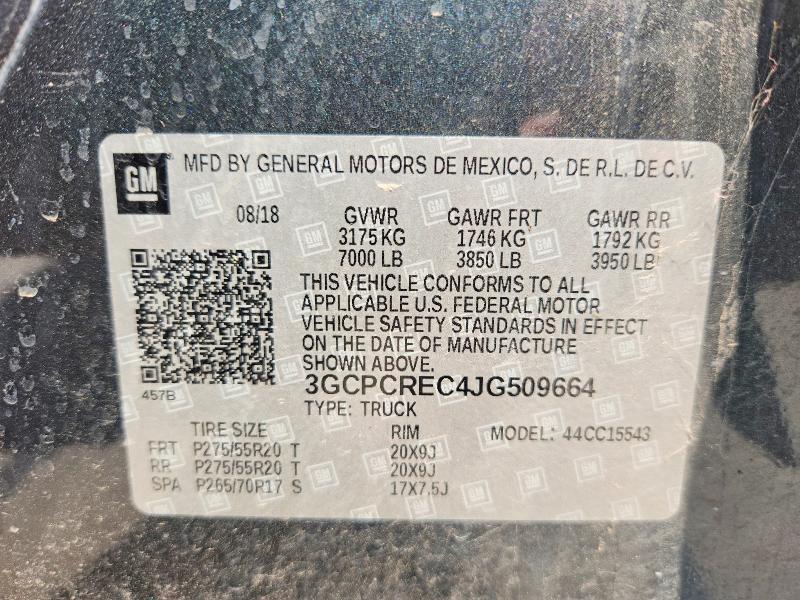 2018 Chevrolet Silverado მანქანა იყიდება აუქციონზე, vin: 3GCPCREC4JG509664, აუქციონის ნომერი: 66607606