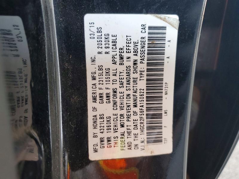 Продаж на аукціоні авто 2015 Honda Accord, vin: 1HGCR2F56FA150622, номер лоту: 65145256
