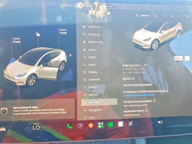 Продаж на аукціоні авто 2021 Tesla Model Y, vin: 5YJYGAEE5MF159466, номер лоту: 62144726