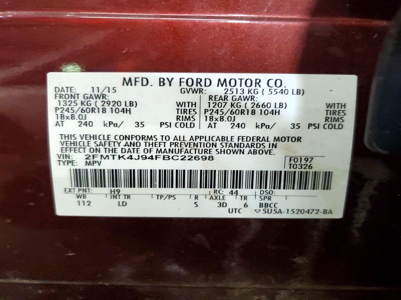 Продажа на аукционе авто 2015 Ford Edge, vin: 2FMTK4J94FBC22698, номер лота: 64183546