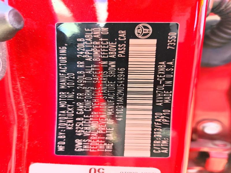 2021 Toyota Camry მანქანა იყიდება აუქციონზე, vin: 4T1C31AK2MU549946, აუქციონის ნომერი: 66847246