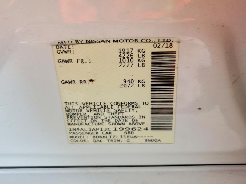 2018 Nissan Altima მანქანა იყიდება აუქციონზე, vin: 1N4AL3AP1JC199624, აუქციონის ნომერი: 64423846