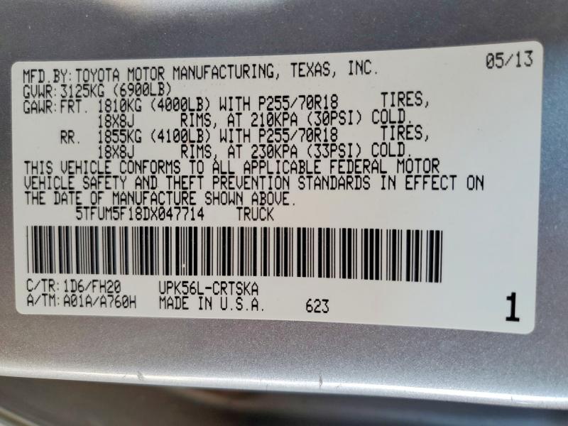 Aukcja sprzedaży 2013 Toyota Tundra, vin: 5TFUM5F18DX047714, numer aukcji: 64422186