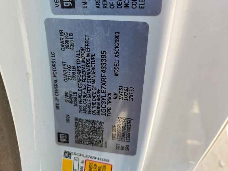63503056 :رقم المزاد ، 1GC3YLE7XRF433395 vin ، 2024 Chevrolet Silverado مزاد بيع