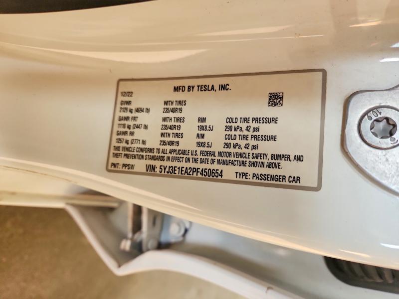 Auction sale of the 2023 Tesla Model 3, vin: 5YJ3E1EA2PF450654, lot number: 65061436