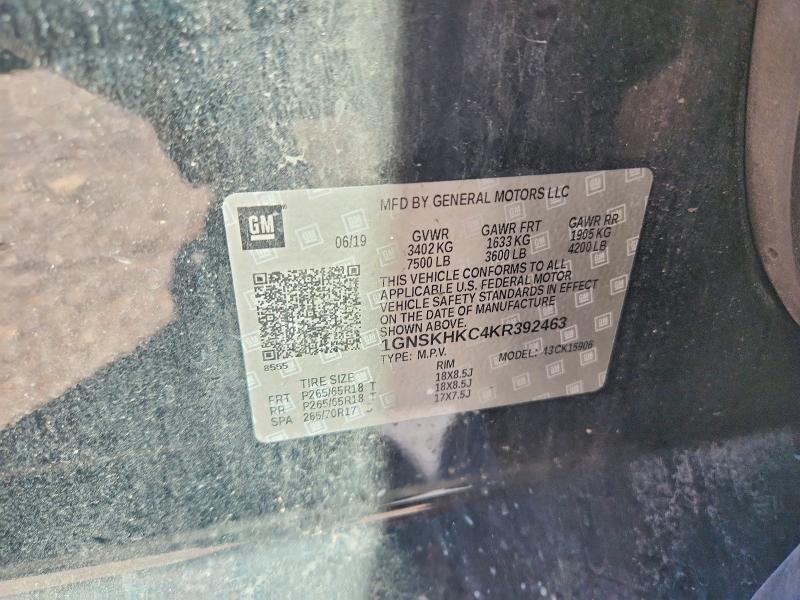 66198056 :رقم المزاد ، 1GNSKHKC4KR392463 vin ، 2019 Chevrolet Suburban مزاد بيع