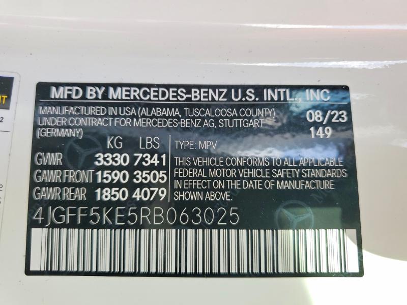 Aukcja sprzedaży 2024 Mercedes-benz Gls, vin: 4JGFF5KE5RB063025, numer aukcji: 65221176