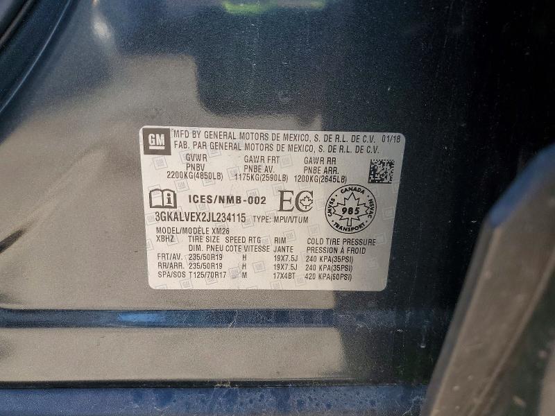 62490016 :رقم المزاد ، 3GKALVEX2JL234115 vin ، 2018 Gmc Terrain مزاد بيع